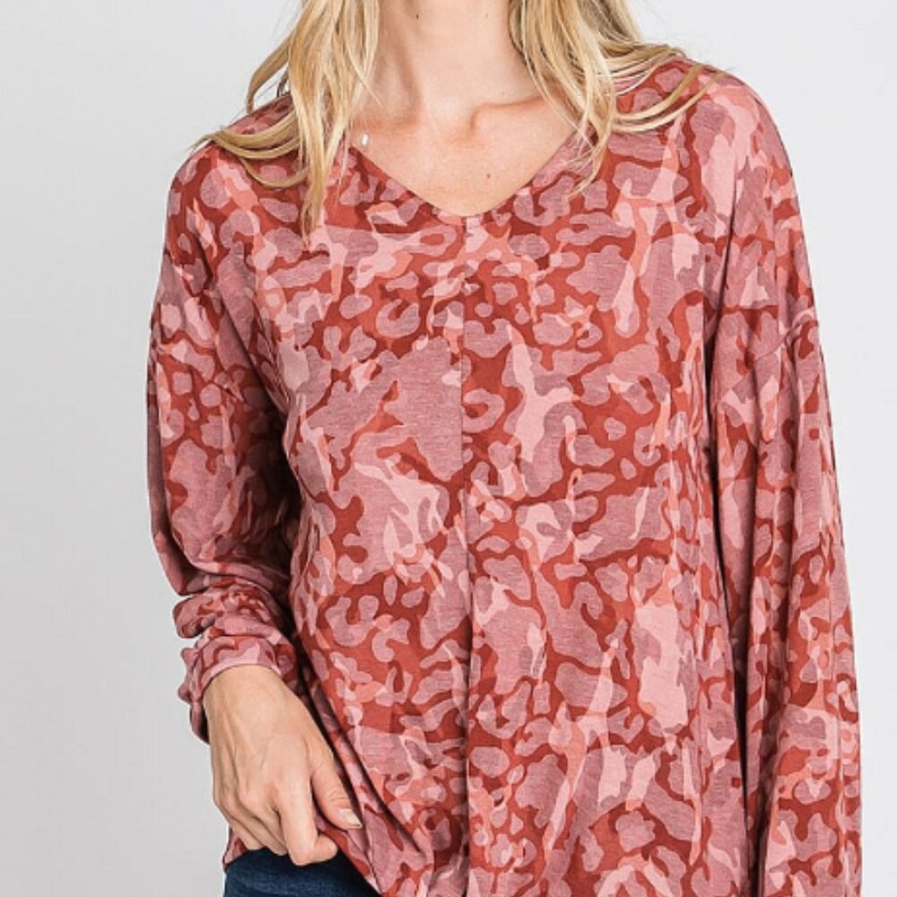 Geegee Plus Self Tie Multi Print Long Sleeve Top - image 3